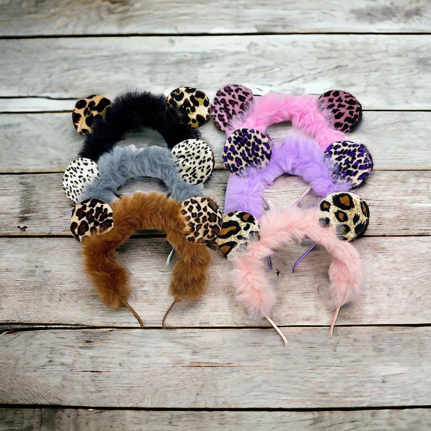 12 diadema peluche animal print