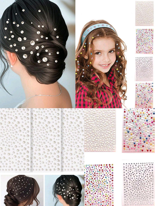 12 tiras de perlas para cabello
