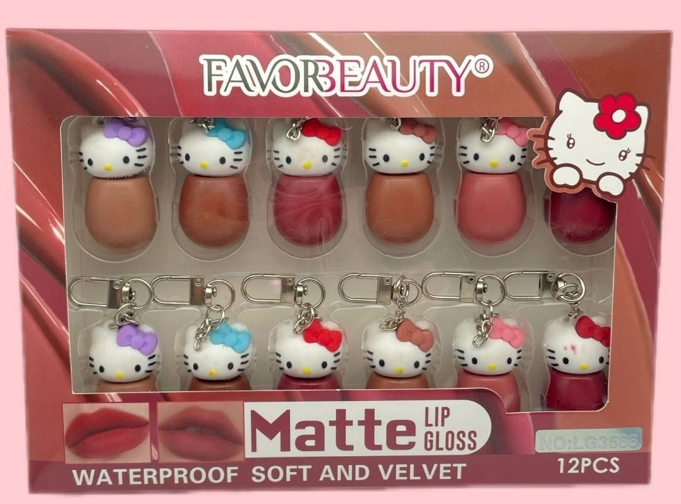 12 Labial mate con llavero