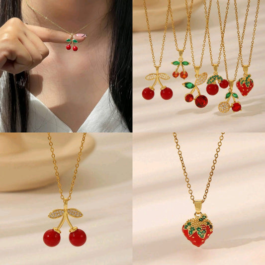 Cadena con dije cereza / fresa