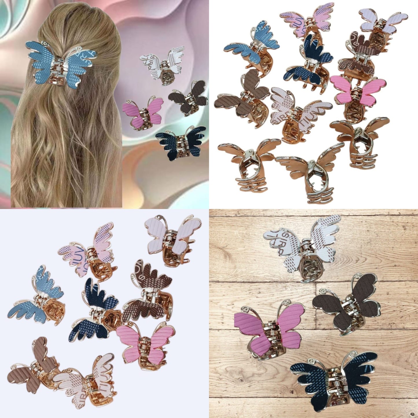 12 Pinzas metalicas mariposa