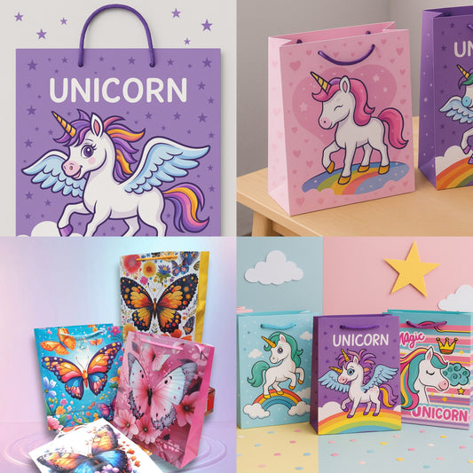 12 bolsa regalo unicornio y mariposa